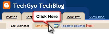 blogger page elements option