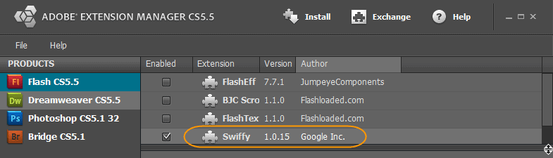 Swiffy plugin for flash