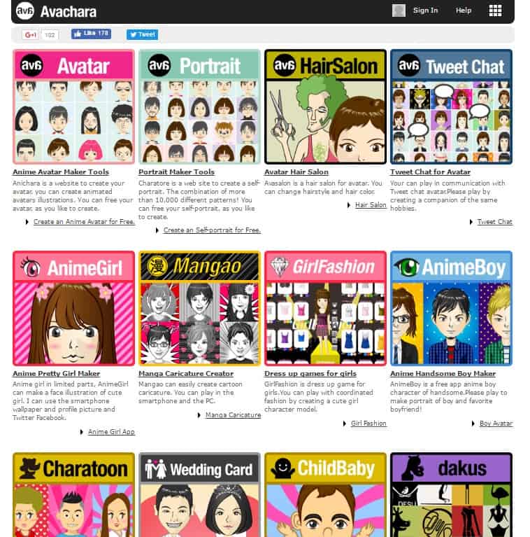 Avachara Anime Avatar Creator Web App Categories 