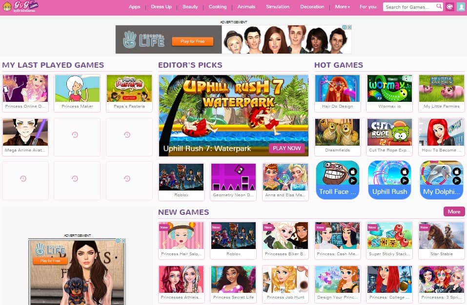 GirlsGoGames Anime Avatar Creator Categories