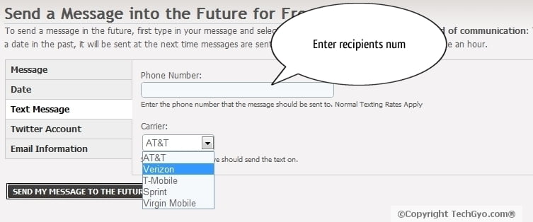 Future message enter sms number 1