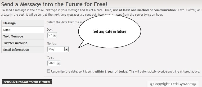 set date to send message in future