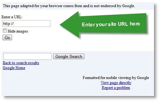 Google mobile site viewer