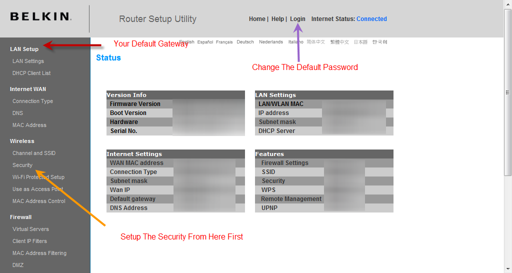 Router Configuration Page