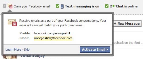 facebook new email at one place