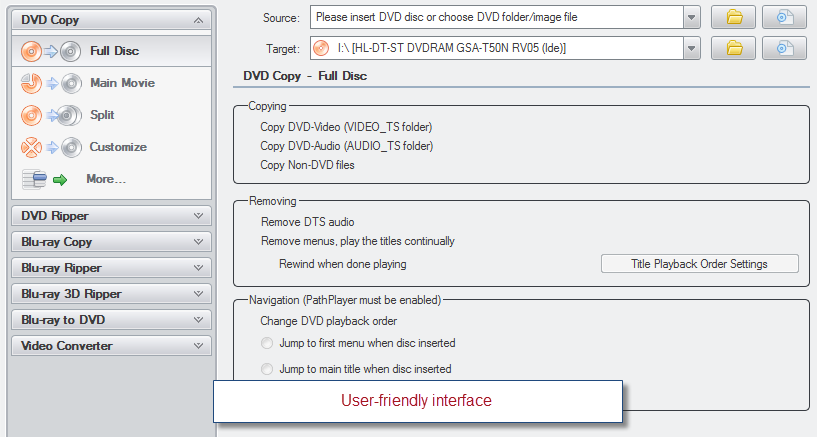 Blu ray 3d ripper interface