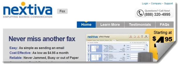 Nextiva website Nextiva Fax website screenshot