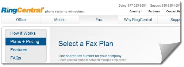 RingCentral website RingCentral website screenshot
