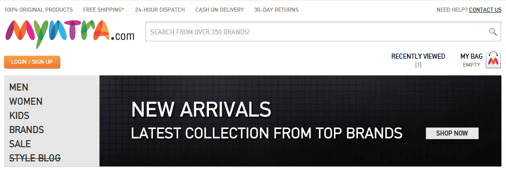 Myntra-Website Screenshot