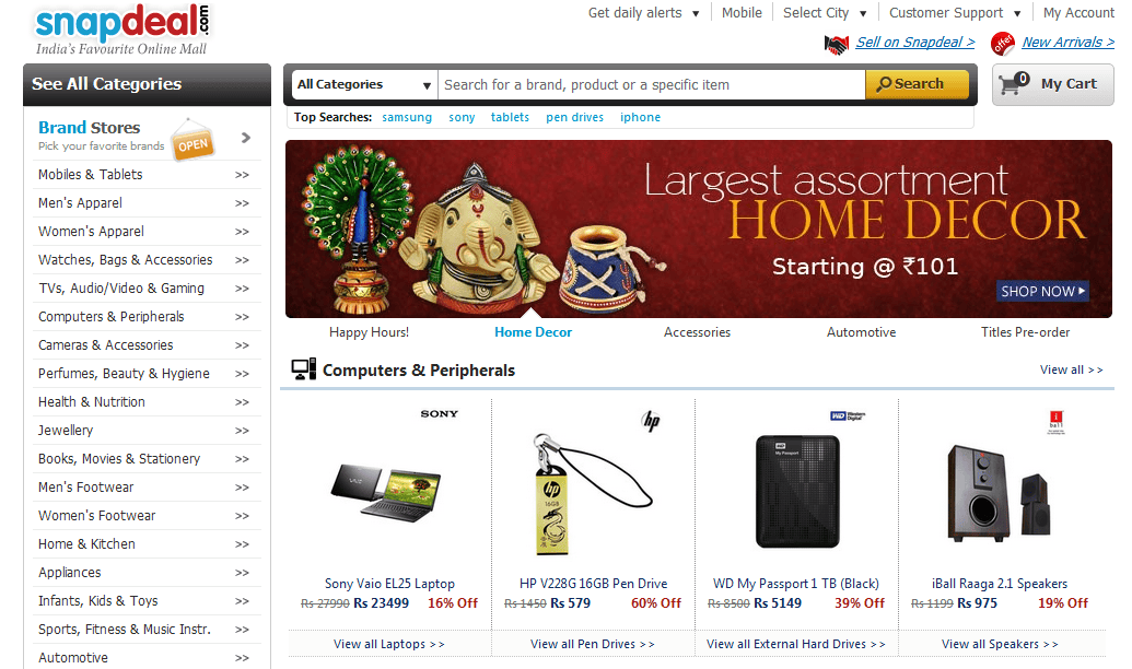 Snapdeal-Website Screenshot