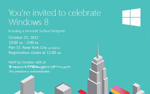 Windows 8 launch invitation