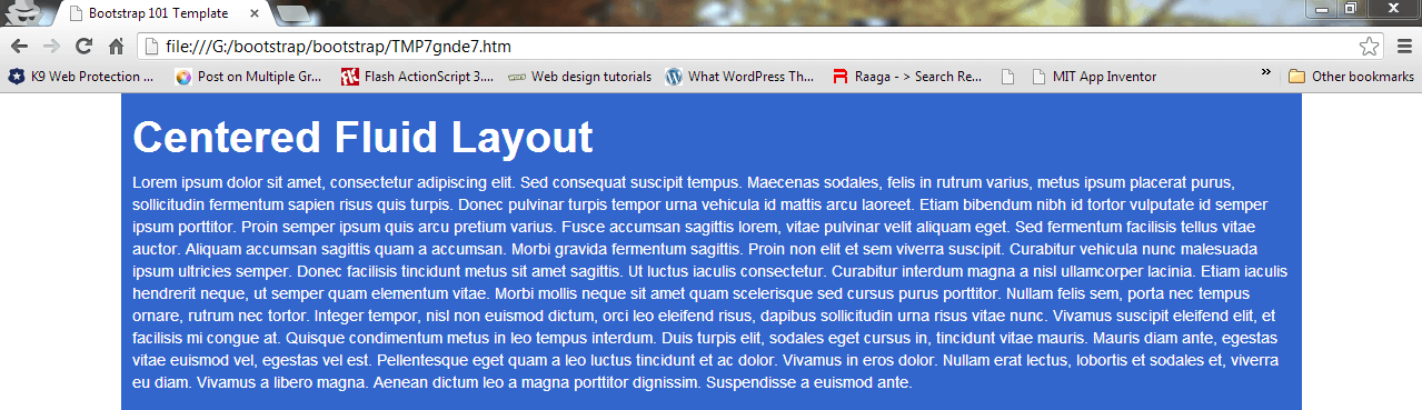 center fluid website with bootstrap