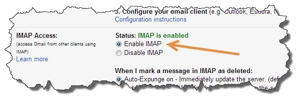 enable IMAP in gmail
