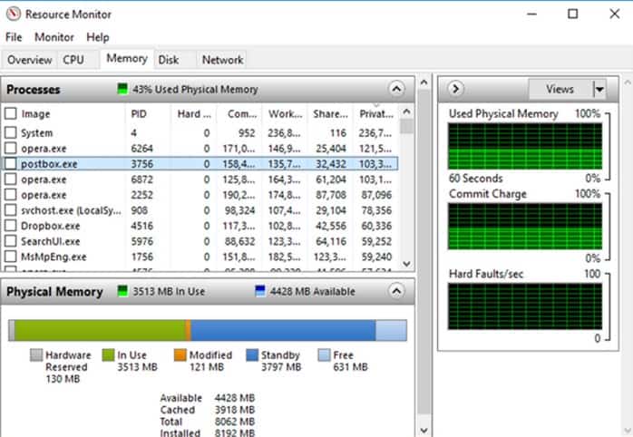 Resource Monitor Memory Diagnostic