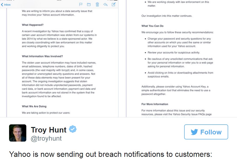 Yahoo Data Breach Email - Part 2
