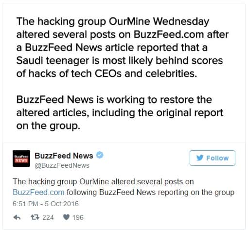 Buzzfeed Twitter response to the Hack