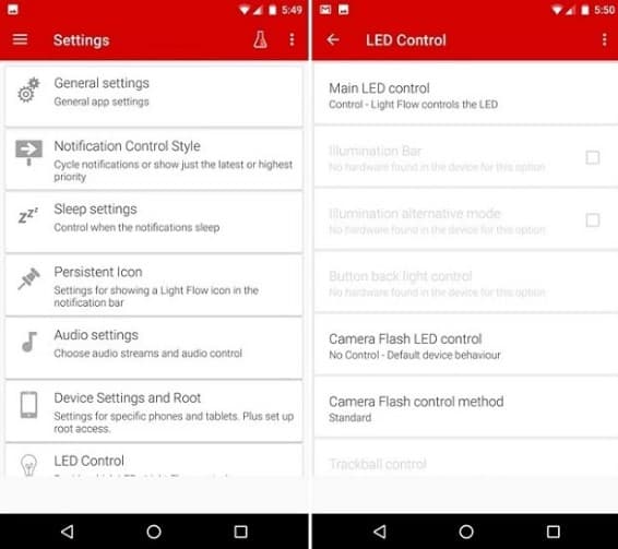 Global LED settings Light Flow