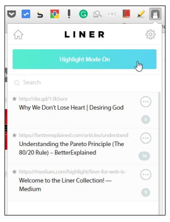 Liner chrome extension