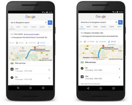  Ola or Uber to Airport via Google Search