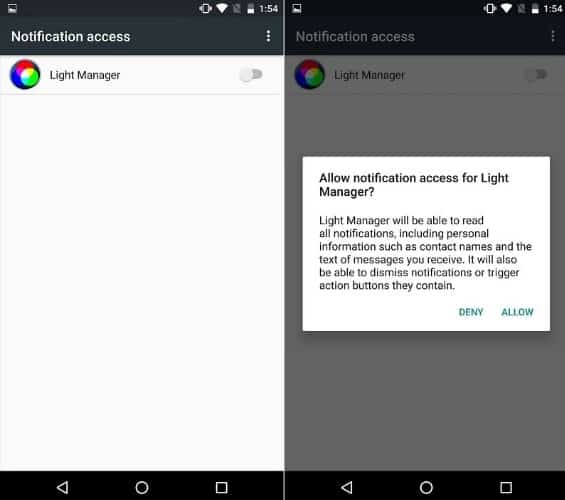 Permissions on Light Manager App 