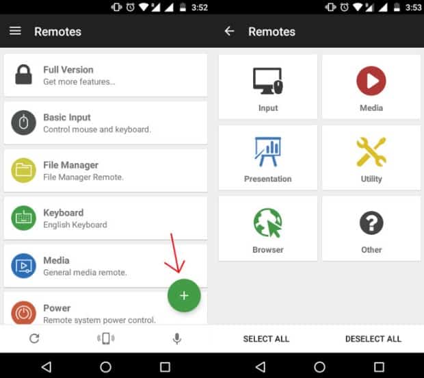 Using Remote on Unified Remote App