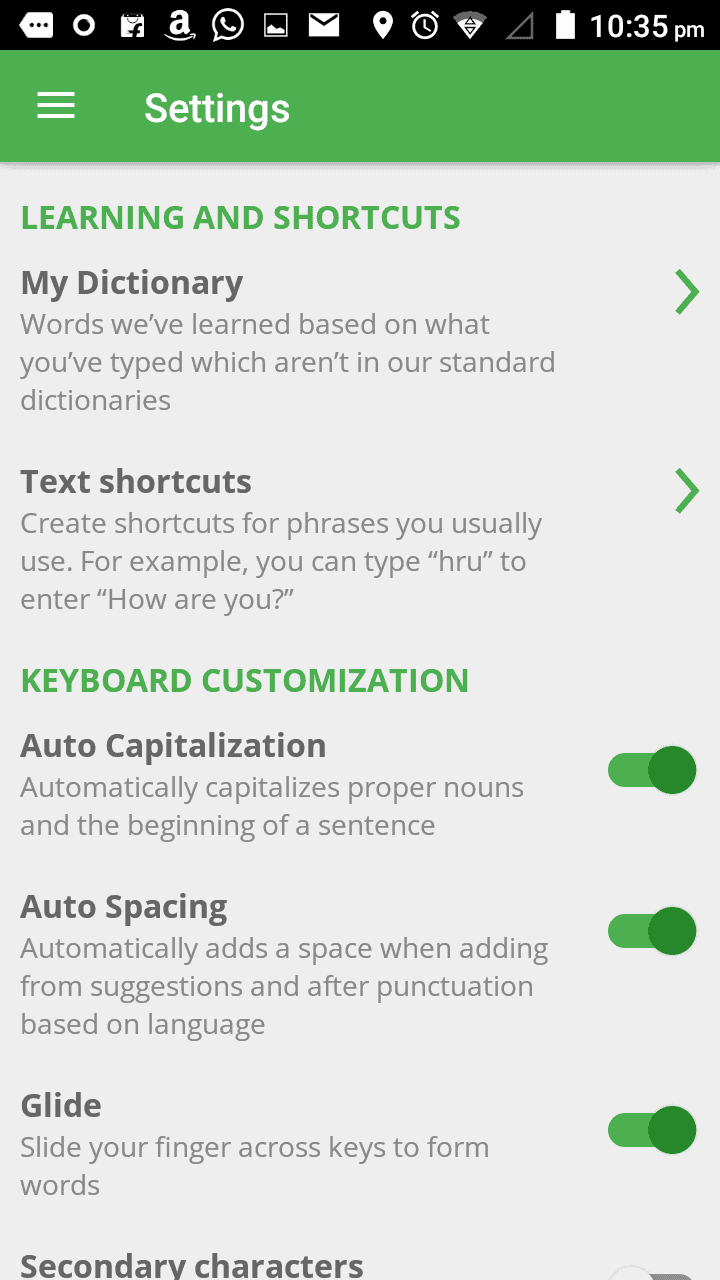 Xploree Smart Keyboard - Settings