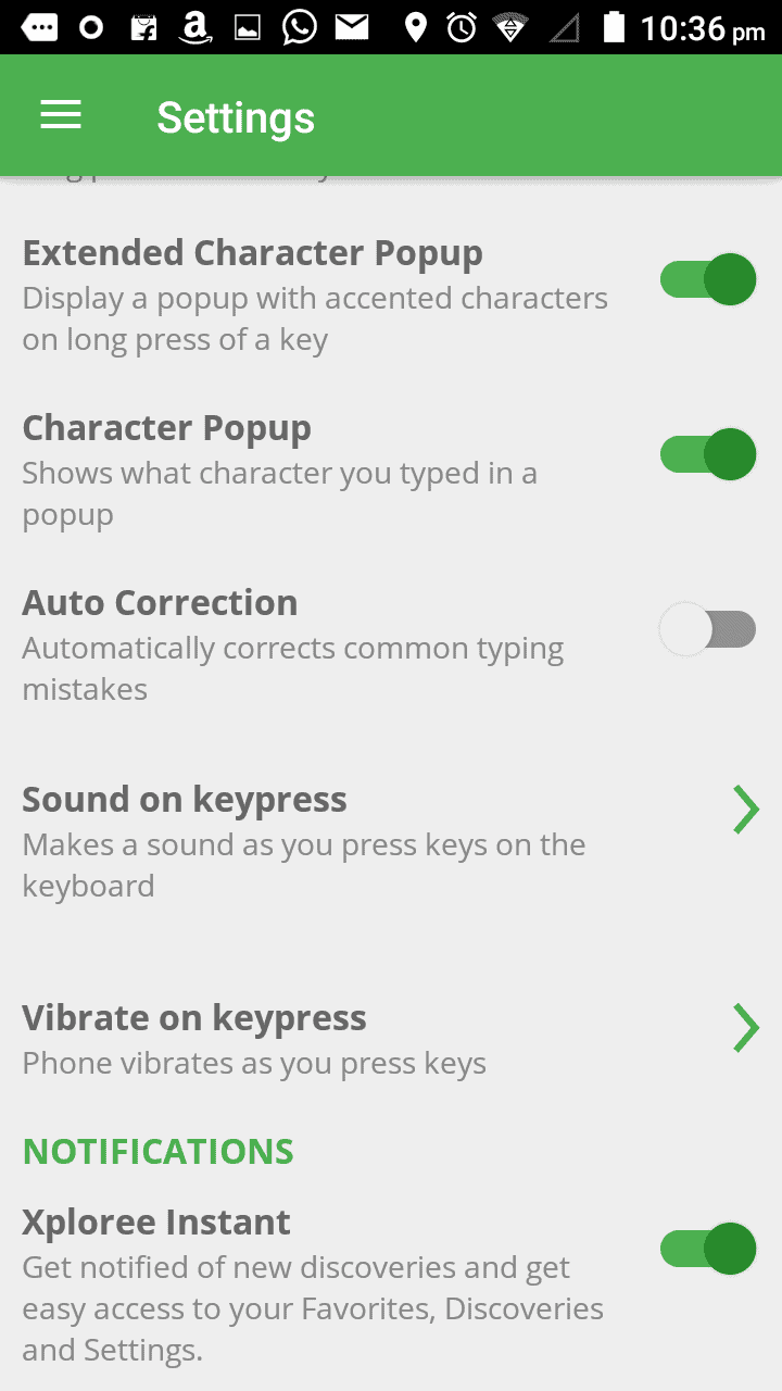 Xploree Smart Keyboard - Settings