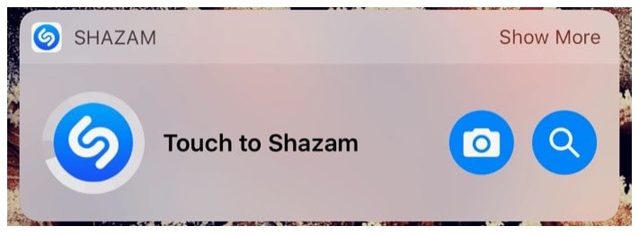 Shazam widget for iOS 10