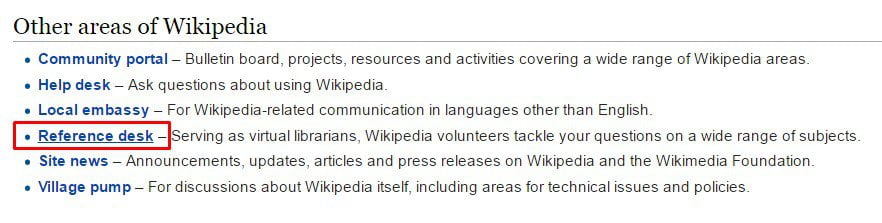 Other areas of Wikipedia > Reference Section