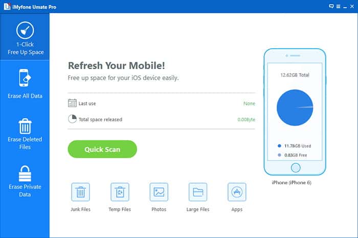iMyFone Umate Pro Free up space iPhone/iPad Clean Junks and Temp Files 1