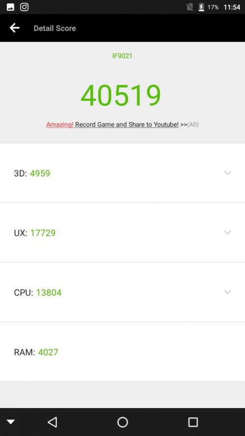 infocus turbo 5 plus review benchmark score