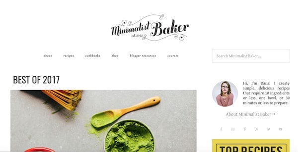 minimalistic baker wordpress site