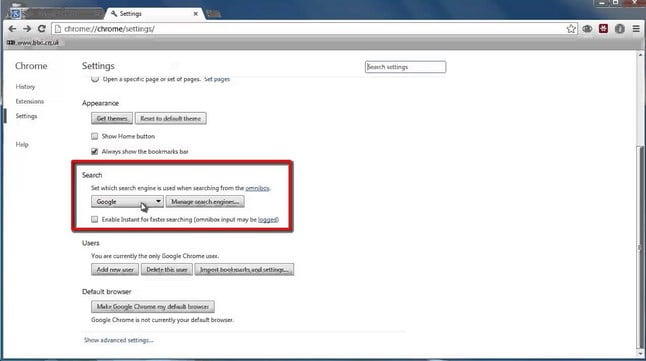 How to change the default search engine in Chrome 8