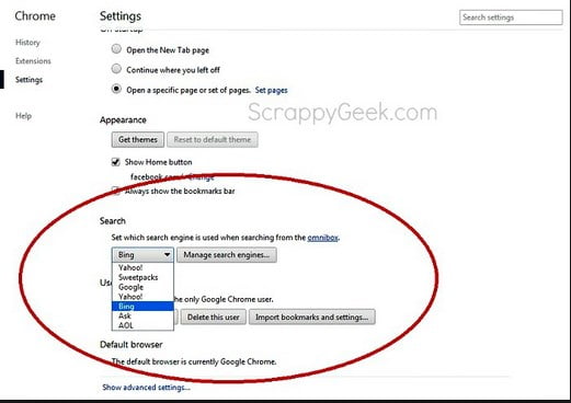 How to change the default search engine in Chrome 11