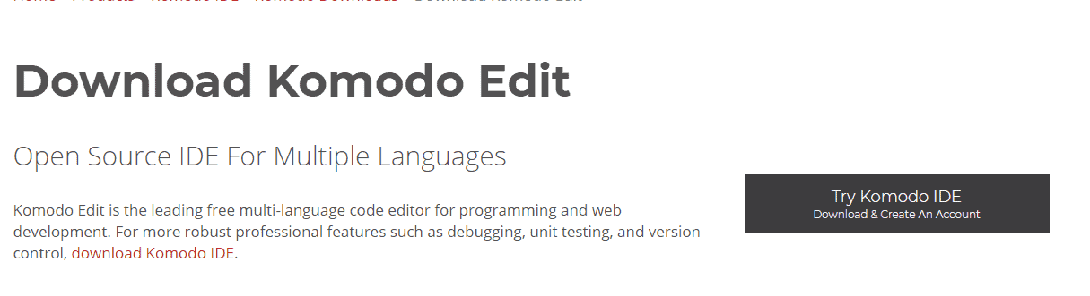 Komodo Edit mac text software