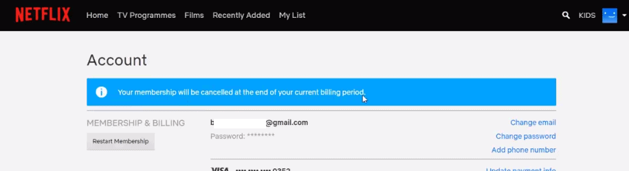 cancelling netflix subscription