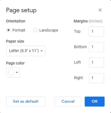 How to Set Google Docs Landscape or Portrait orientation 3