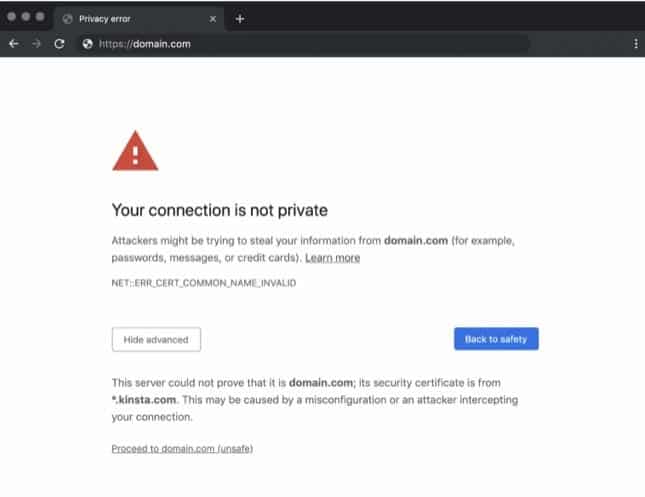 your connection is not private windows 10