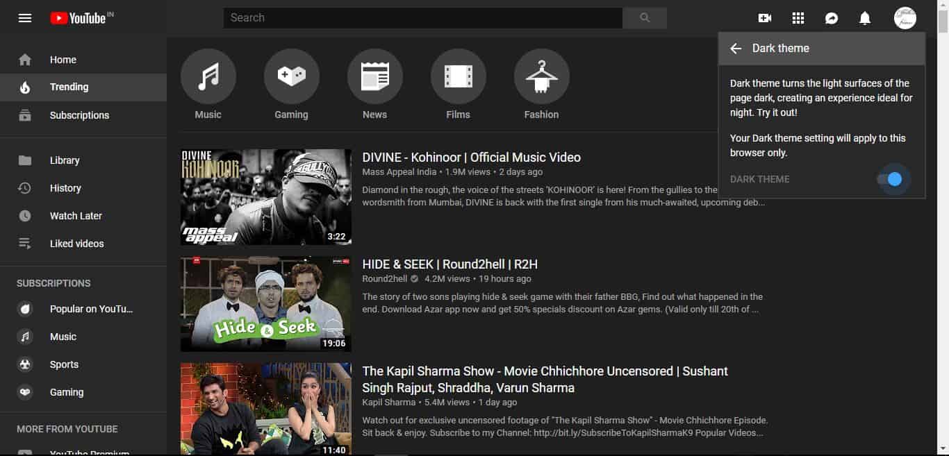 How To Enable Youtube Dark Mode 6