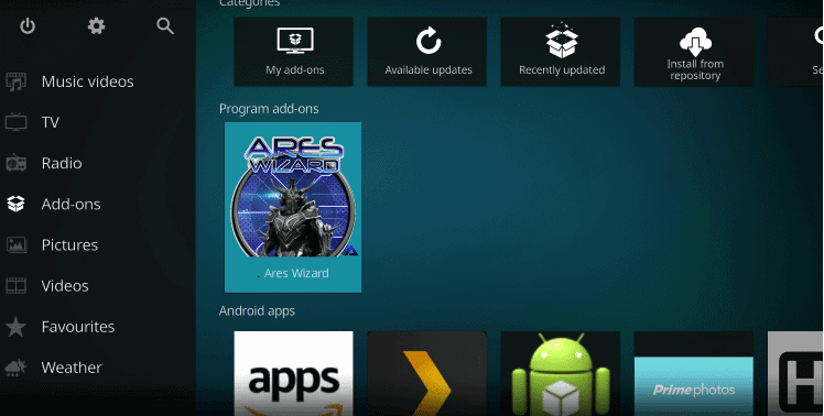 Ares Wizard on Kodi