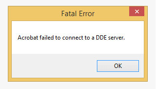 acrobat failed to connect to a dde server