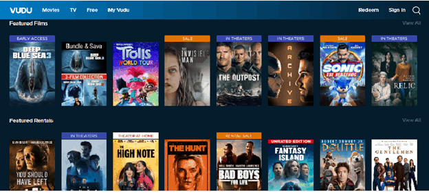 Vudu Homepage