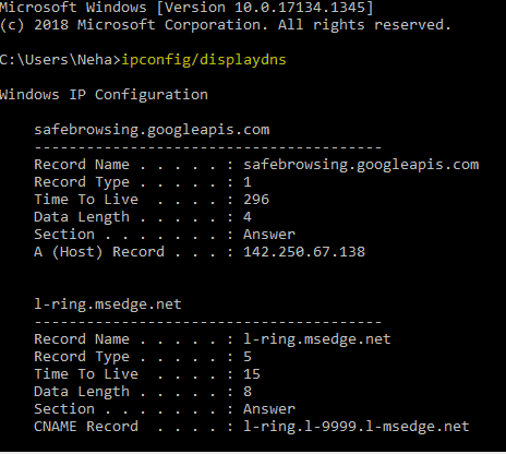 DNS cache