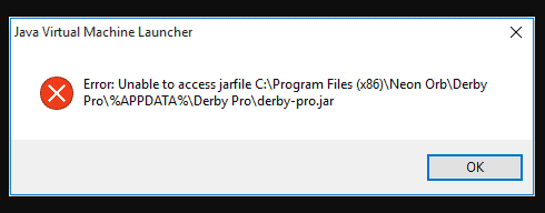 unable to access jarfile