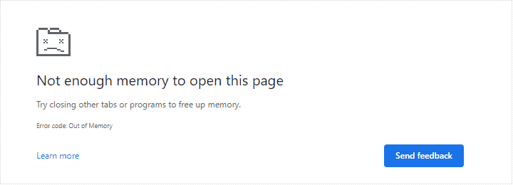 not enough memory to open this page
