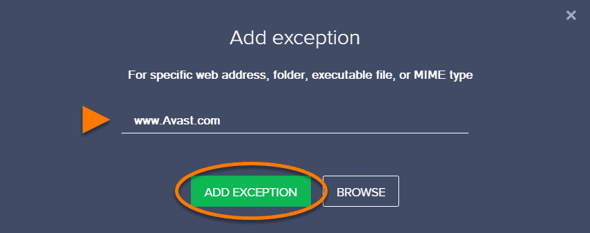 avast exceptions