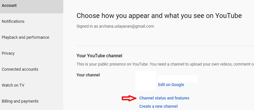 YouTube Channel settings