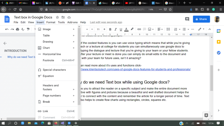 how to make textbox in google docs