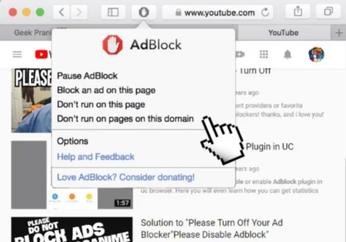Ad blockers on the website
