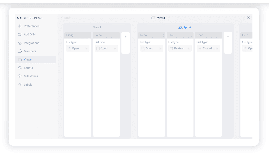 ora project management sprint view